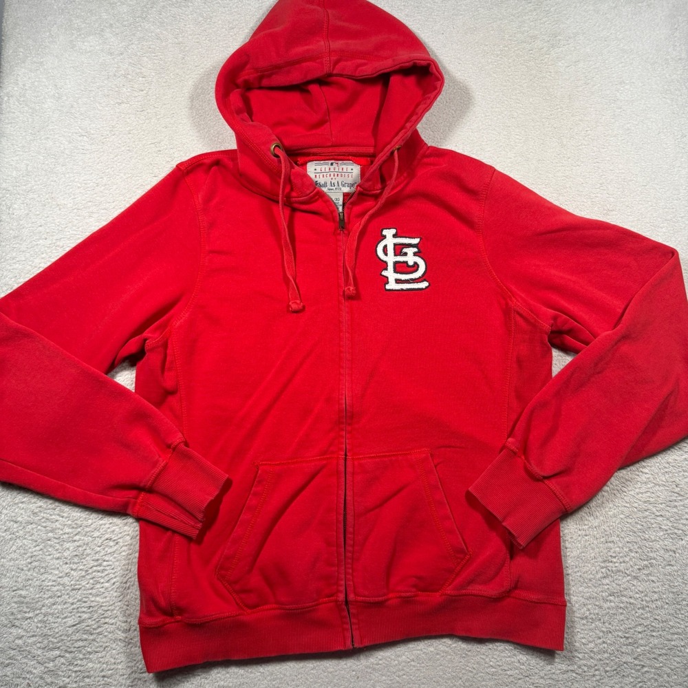 Vintage Y2K Soft As A Grape St. Louis Cardinals Hoodie Wom XL Red MLB Zip Up